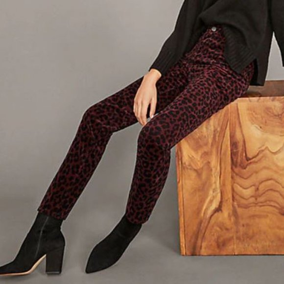 Ann Taylor Pants - Leopard Print Velvet Straight Leg Jeans High Rise - Almost new